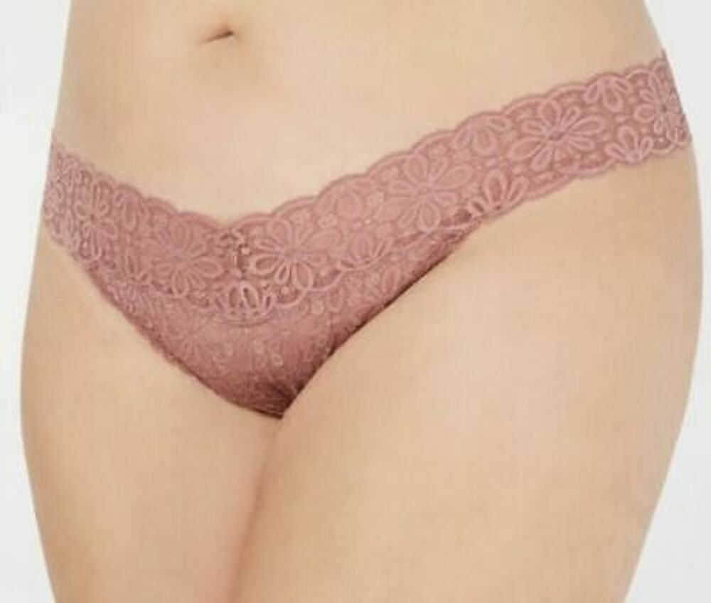 Jenni Intimates Flower All Over Lace 2 Pack Thong Underwear Mauve 1X-3X One Size